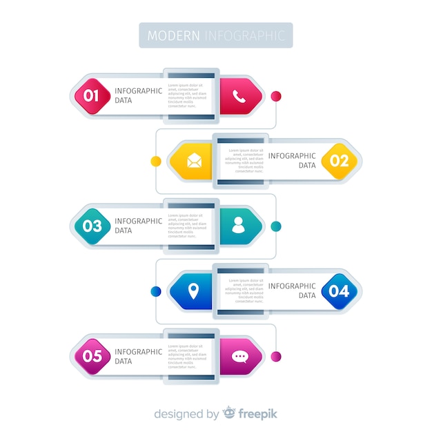 Modello di passaggi di sviluppo gradiente infografica