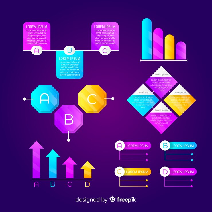 Free Vector infographic gradient element collection