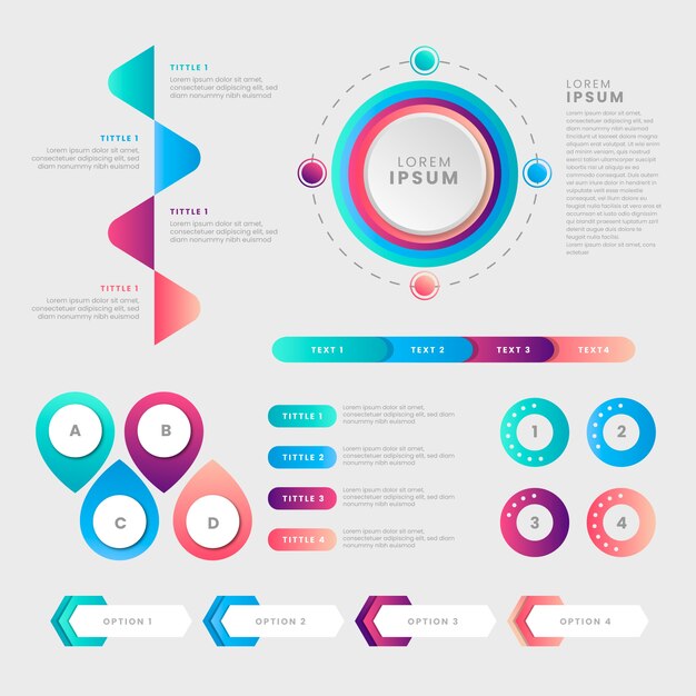 Free vector infographic gradient element collection