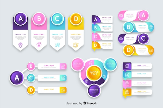 Infographic gradient element collection