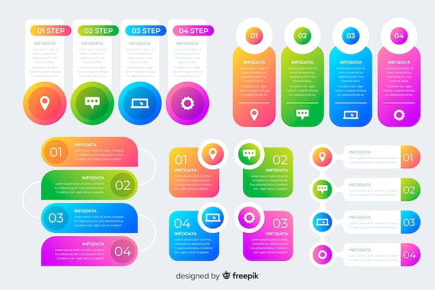 Set di elementi gradiente infografica