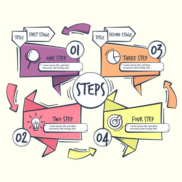 Infographic hand drawn professional steps