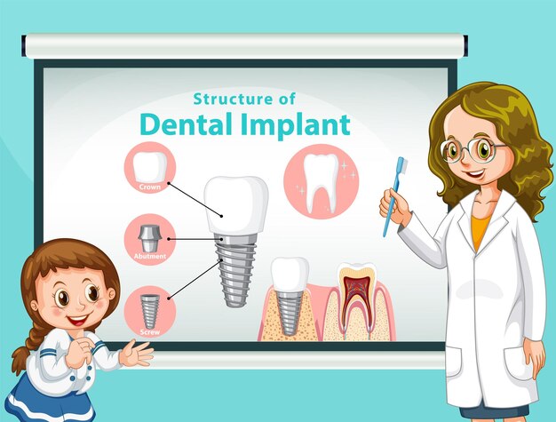 Infographic of human in structure of the dental implant