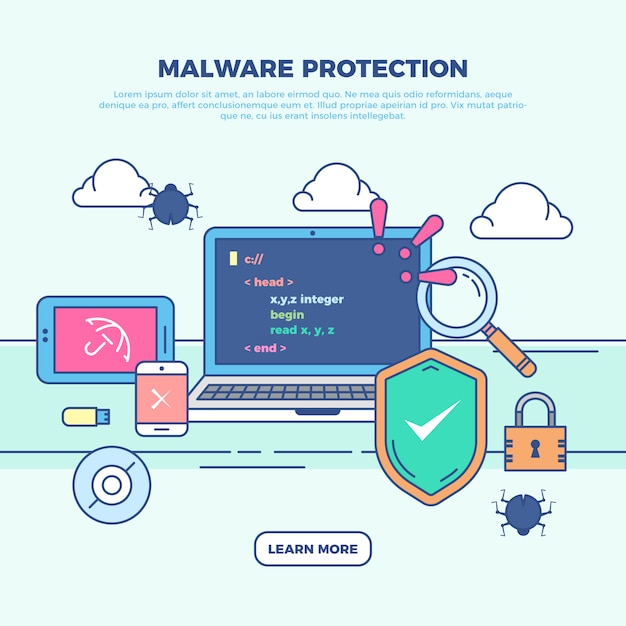 Free vector infographic malware protection illustration