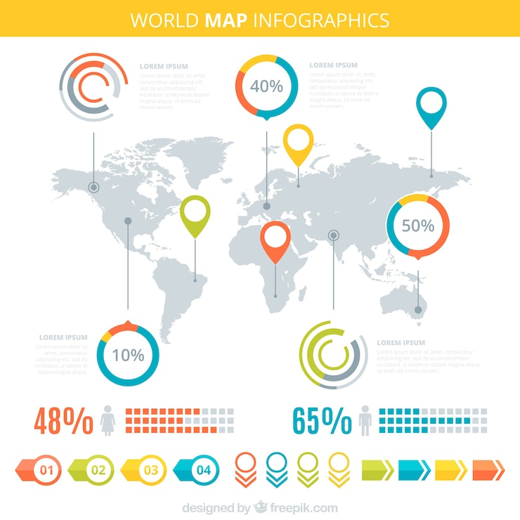 Free Vector  infographic map with graphics