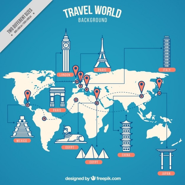 Free Vector infographic map with landmarks in flat design