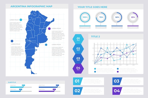 무료 벡터 선형 디자인의 아르헨티나지도 인포 그래픽
