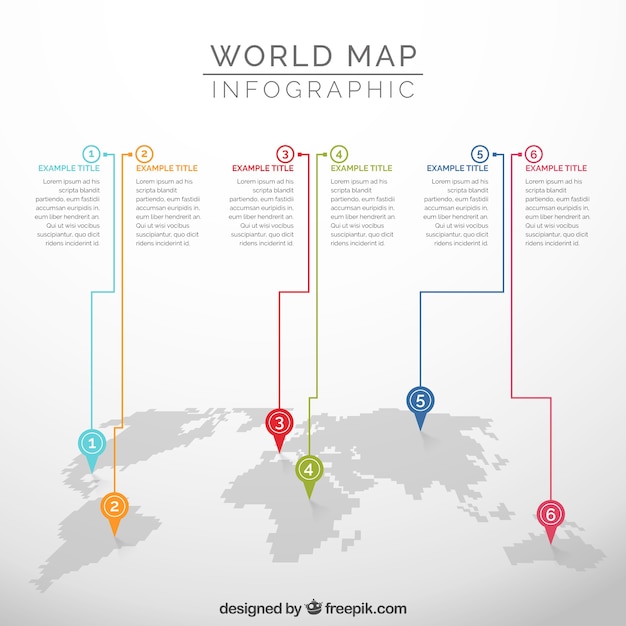 Бесплатное векторное изображение Инфографики карты мира