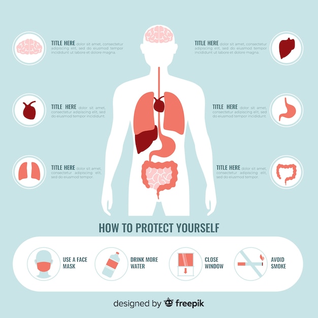 Vettore gratuito infografica degli effetti dell'inquinamento sul corpo umano