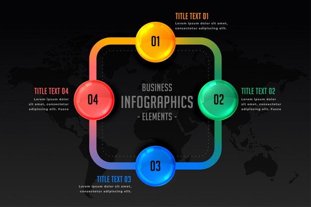Инфографическая презентация с шаблоном из четырех шагов