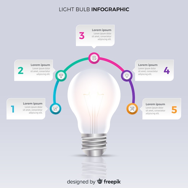 Инфографика реалистичный фон лампочки