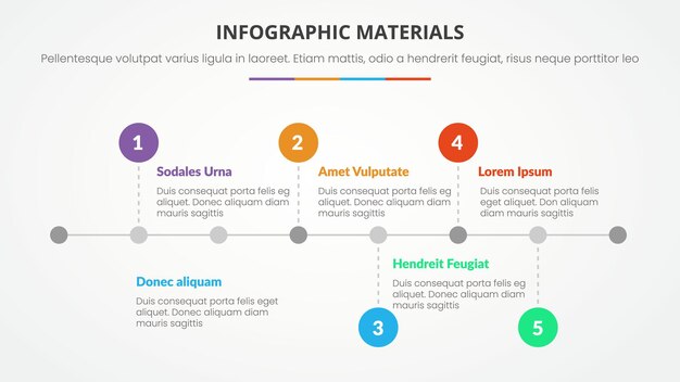 タイムライン グラフ プロセスとモダンなフラット スタイルの色のインフォ グラフィック スライド プレゼンテーション テンプレート