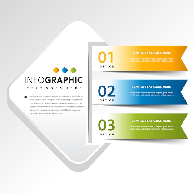 Quadrato infographic con 3 illustrazione vettoriale banner