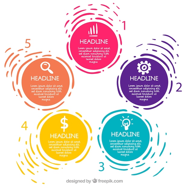 Infographic steps collection with different colors