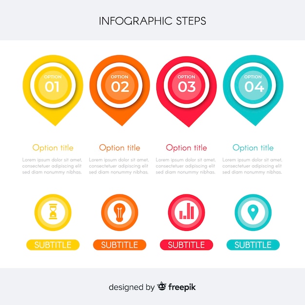 Concetto di passaggi infografica in stile piano