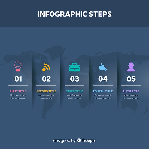 Vettore gratuito concetto di passaggi infografica in stile piano