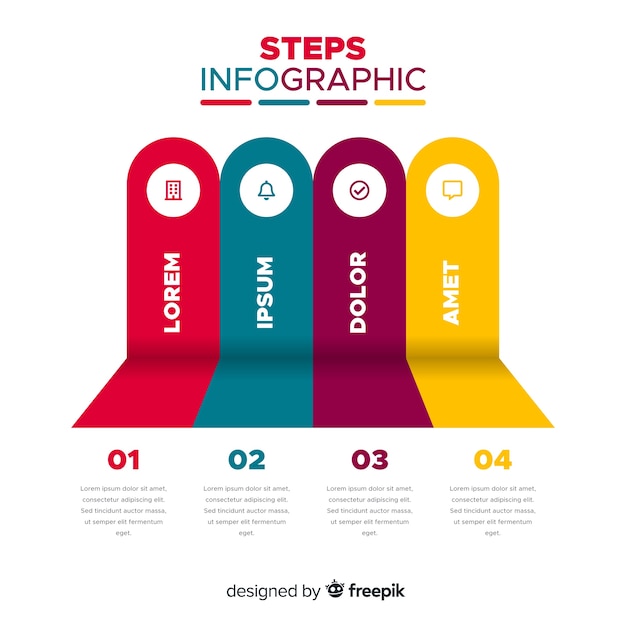 Концепция шагов инфографики в плоском стиле