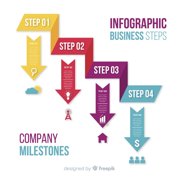 Free vector infographic steps concept in flat style