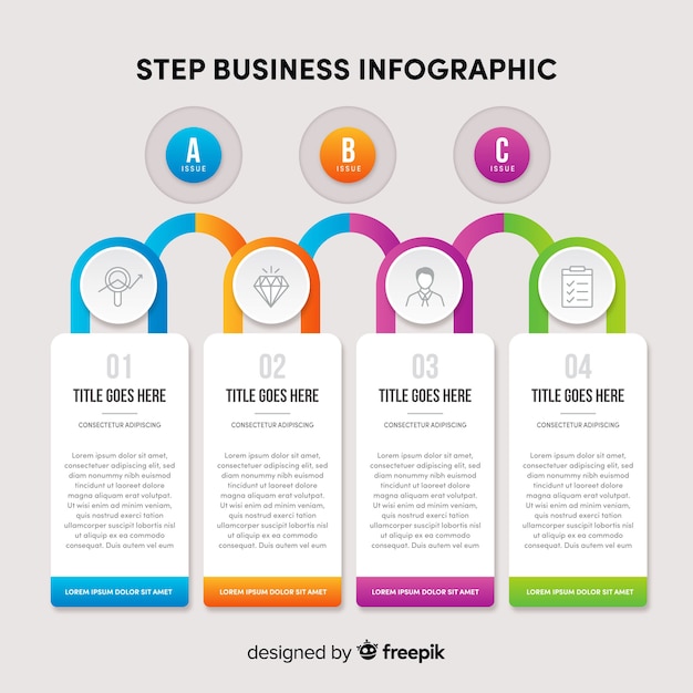 Free vector infographic steps concept in flat style