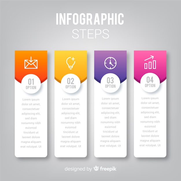 평면 스타일의 Infographic 단계 개념