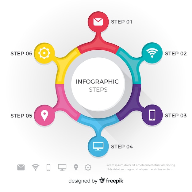 평면 스타일의 Infographic 단계 개념