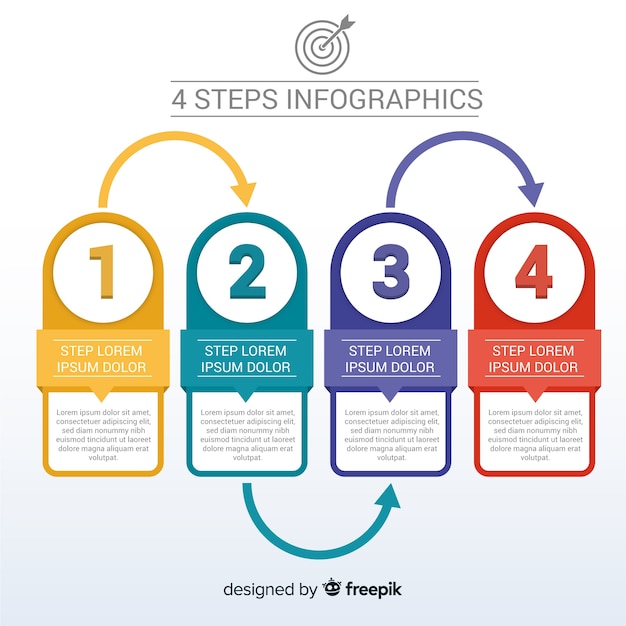 Concetto di passaggi infografica in stile piano