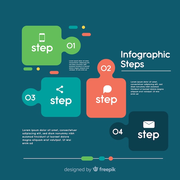 평면 스타일의 Infographic 단계 개념