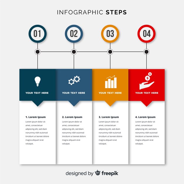 평면 스타일의 Infographic 단계 개념