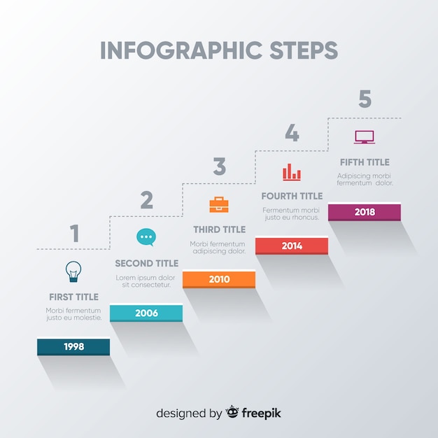 무료 벡터 평면 스타일의 infographic 단계 개념