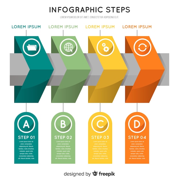 무료 벡터 평면 스타일의 infographic 단계 개념