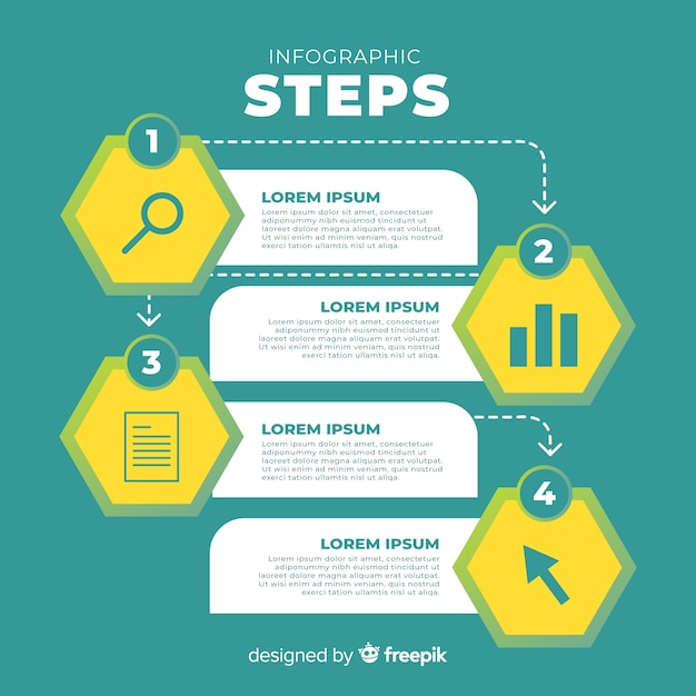 無料ベクター フラットスタイルのインフォグラフィックステップの概念