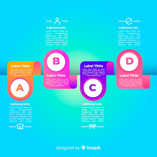 무료 벡터 그라데이션 색 infographic 단계 개념