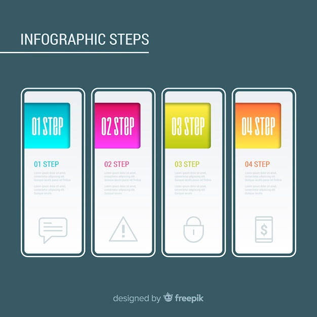 Vettore gratuito concetto di passaggi infografica con colori sfumati