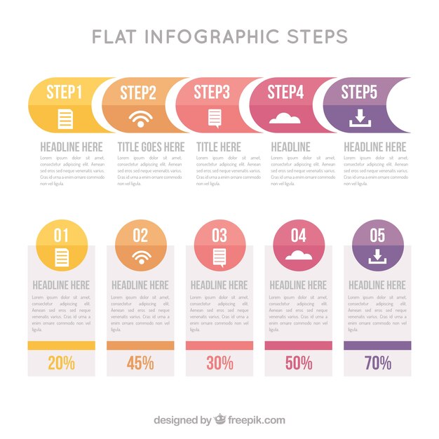 Инфографические шаги в плоском дизайне