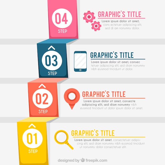 Free vector infographic steps in flat design