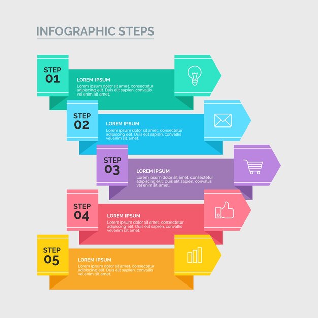 Инфографики шаги в плоском дизайне