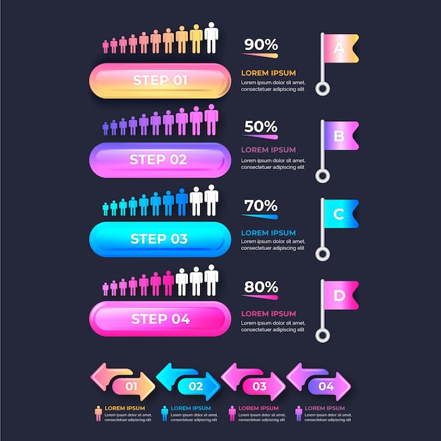 Infographic steps glossy realistic