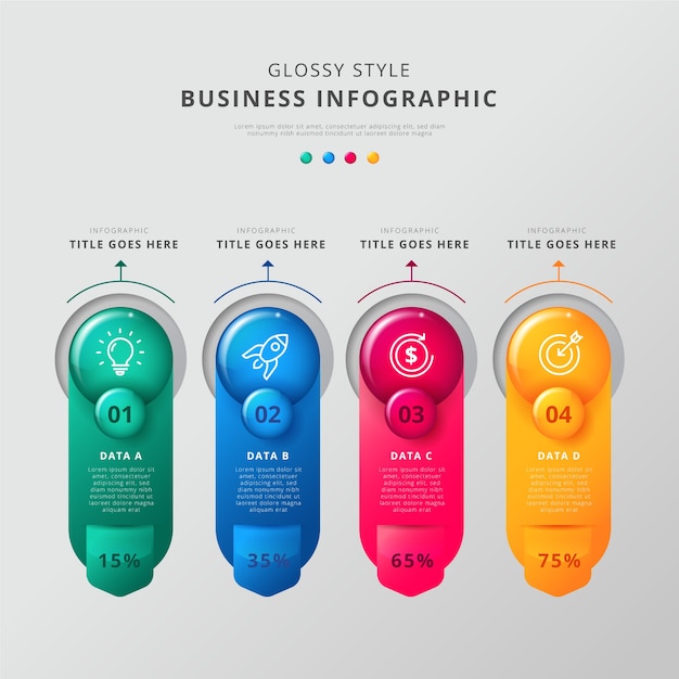 Modello lucido di passaggi di infografica