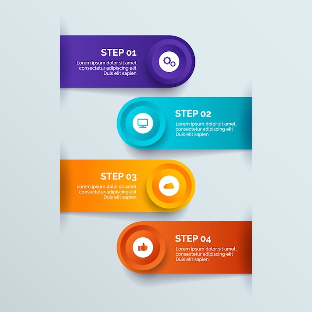 Infographic steps gradient style