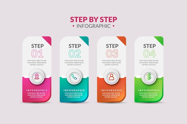 Free vector infographic steps in gradient style