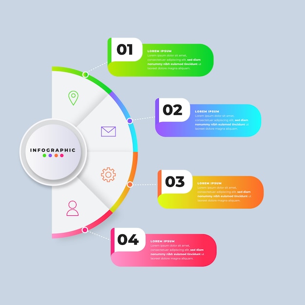 Infographic steps gradient template