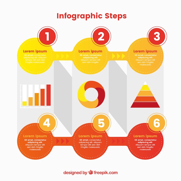 무료 벡터 평면 디자인의 infographic 단계