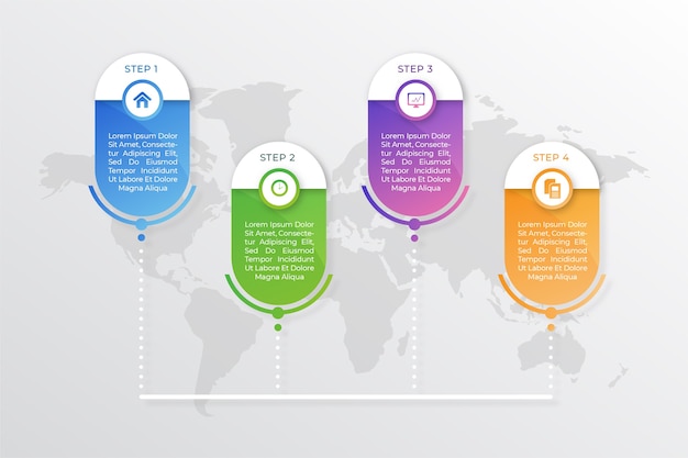 Инфографики шаги в градиентном дизайне