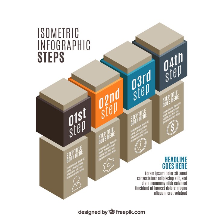Free Vector infographic steps in isometric design