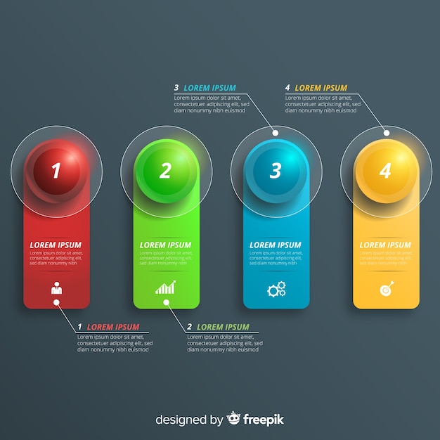 Free vector infographic steps in realistic design