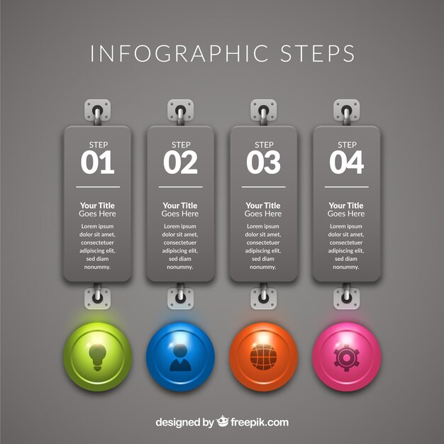 Vettore gratuito passi di infografica in stile realistico