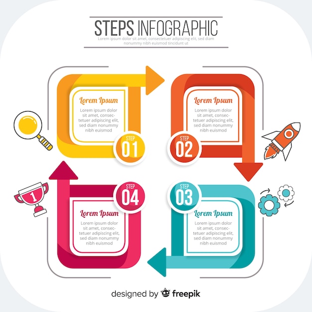 Инфографика шаги шаблон плоский дизайн