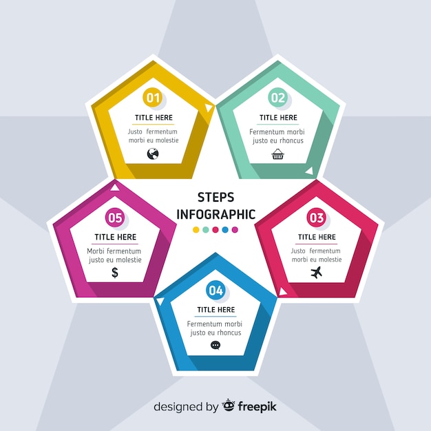 Infographic steps template flat design