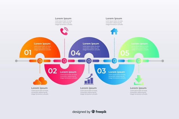 Free vector infographic steps template flat design