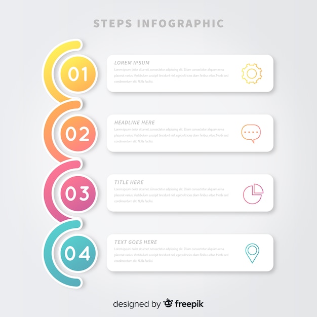 Infographic 단계 템플릿 평면 스타일